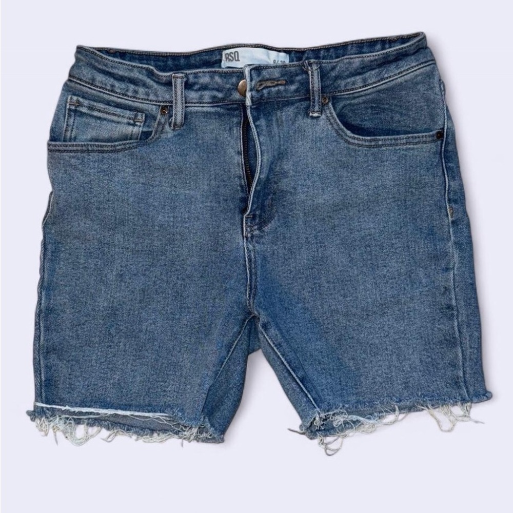 RSQ Denim Blue Frayed Hem Shorts